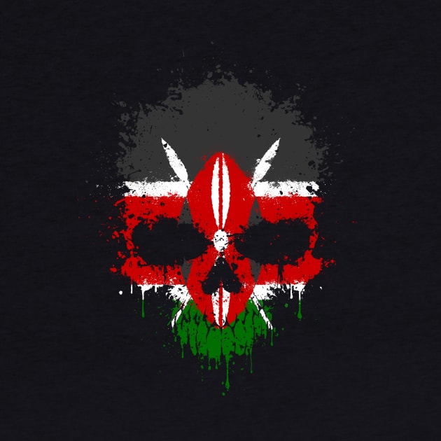 Chaotic Kenyan Flag Splatter Skull by jeffbartels